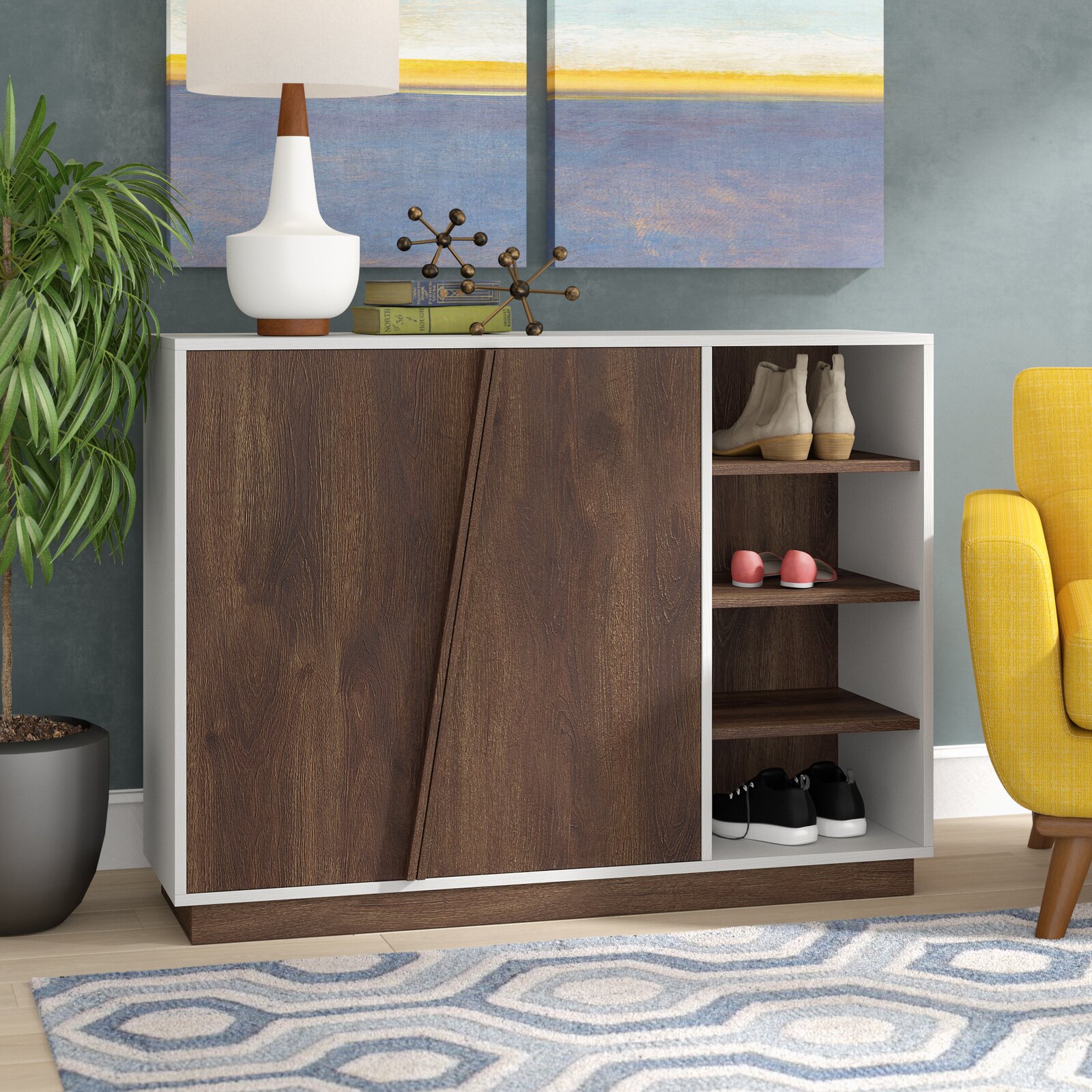 【Furniture】16 Pair Shoe Storage Cabinet