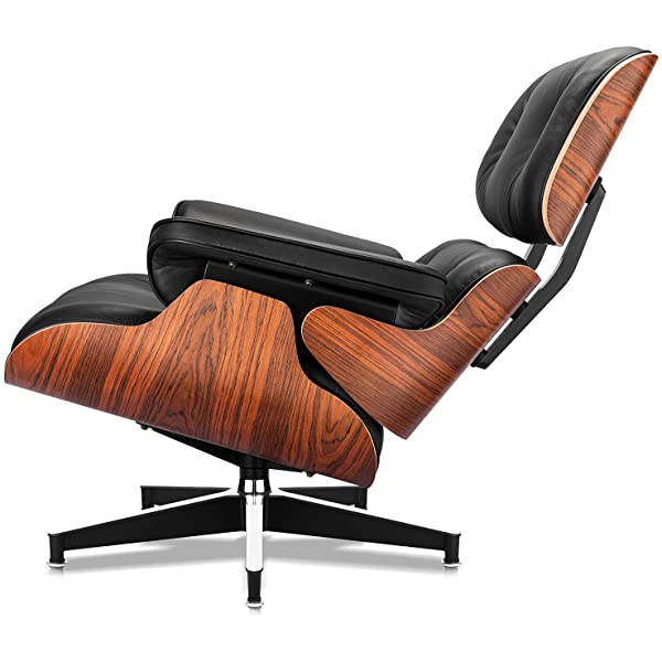 Mid Century Lounge Chair and Ottoman, Modern Chair Classic Design, Top Grain Leather Palisander Wood, Heavy Duty Base Support for Living Room, Study, Lounge, Office (Nomal, Style1-1) Nomal Style1-1