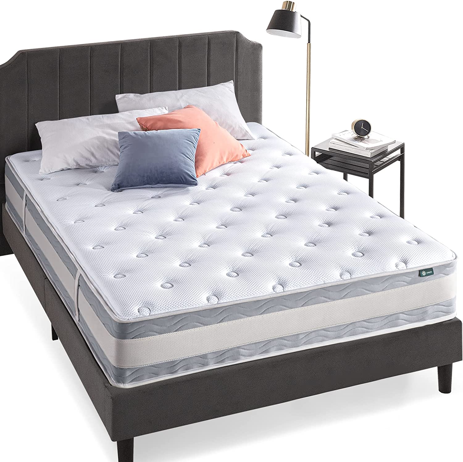 ZINUS 12 Inch Green Tea Cooling Gel Memory Foam Hybrid Mattress / Pocket Innersprings for Motion Isolation / Edge Support, Full White